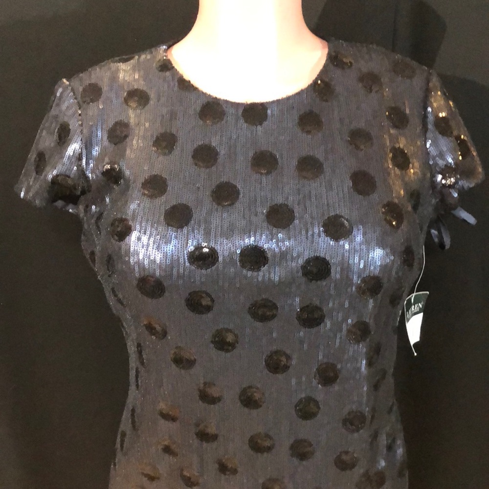 NWT RALPH LAUREN Polka Dot Sequin Cocktail Dress - Picture 2 of 7